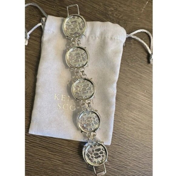 Kendra Scott Clear Iridescent Cassie Bracelet Faceted Gumdrop Statement Gold - Picture 3 of 4